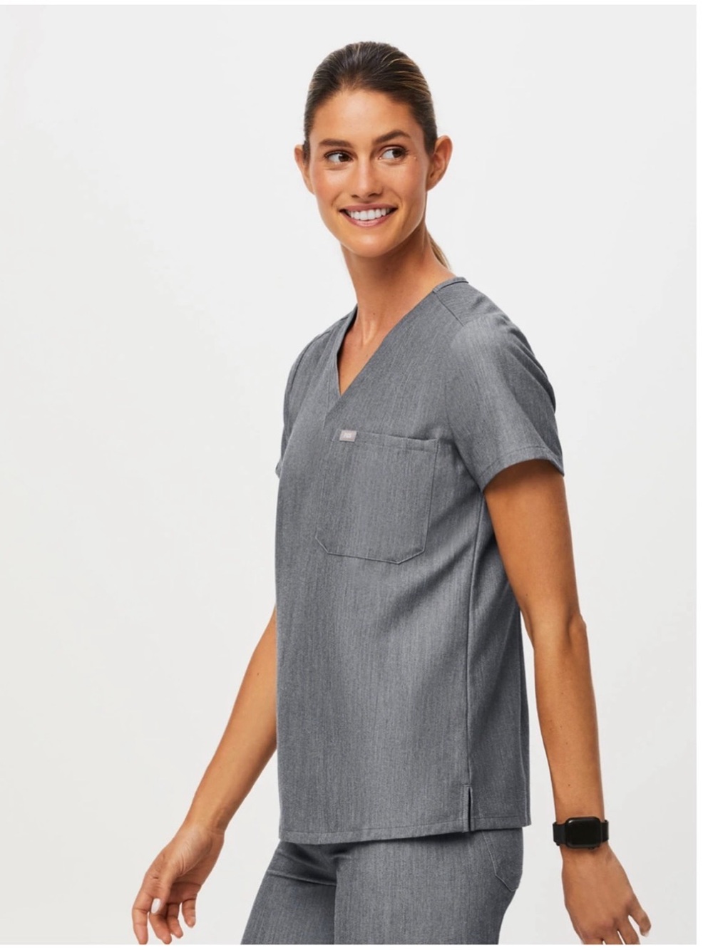 Figs Women’s Sz S Gray Catarina Scrub Top Short Sleeve Stretch